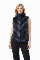 23" Blue-Dyed Sheared Coyote Patchwork Vest – Special Offer | Maximilian