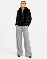Black Cashmere Hoodie & Ranch Mink Vest Set-22"