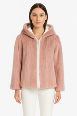 Reversible Mink Patchwork Hooded Jacket – Fur Side & Waterproof Nylon Side
