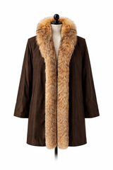 Archive & Vintage Reversible Brown Sheared Mink Coat with Crystal Fox Tuxedo-34"