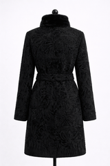 Archive & Vintage Black Swakara Lamb Coat with Black Mink Stand Collar- 35"