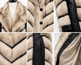 Archive & Vintage 45" Black Cross Mink & Leather Coat with Notch Collar