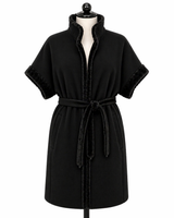 Dyed Sheared Mink & Cashmere Tunic – Black Dyed Pattern, 39"- Rindi