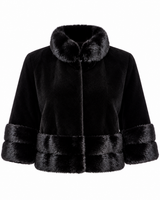 Maximilian 19" Black dyed Sheared Mink Bolero with Mink Collar, Hem & Cuffs