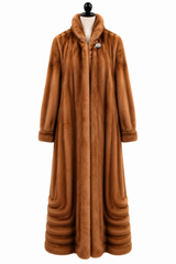 Archive & Vintage 51" Whiskey Dyed Mink Coat with Directional Bottom Design