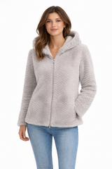 Sapphire Mink Hooded Jacket in Textured Finish | Maximilian
