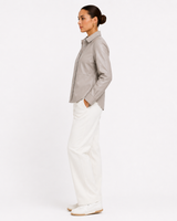Maximilian Slim Fit Leather Snap Shirt in Lamb Leather