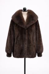 Archive & Vintage Maximilian Brown Mink Bomber Jacket – Fox Shawl Collar- 30"