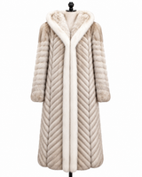 Archive & Vintage 47" Blue Fox Hooded Coat with White Fox Trim