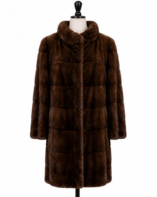 Archive & Vintage Brown Mink Coat with Round Collar-35"