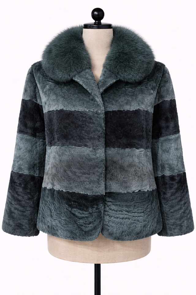 Archive & Vintage Green Swakara Jacket with Sable Collar-28"