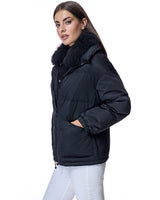 Oversized Silk Blend Down Blouson Jacket with Cashmer Goat Collar