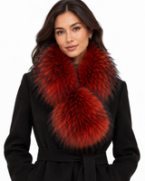 Maximilian 3.5 "x41" Red Dyed Finnish Raccoon Pull-Through Scarf