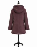 Archive & Vintage 33" Purple Rose Dyed Shearling Lamb Coat with Hood.