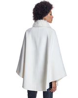 Julia & Stella by Maximilian Buckle Detailed Cashmere Cape with Dyed Cashmere Goat Trim-Maximilian