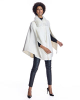 Julia & Stella by Maximilian Buckle Detailed Cashmere Cape with Dyed Cashmere Goat Trim-Maximilian