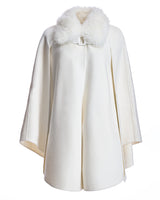 Julia & Stella by Maximilian Buckle Detailed Cashmere Cape with Dyed Cashmere Goat Trim-Maximilian