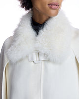 Julia & Stella by Maximilian Buckle Detailed Cashmere Cape with Dyed Cashmere Goat Trim-Maximilian