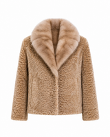 One-of-a-Kind 23" Caramel Dyed Swakara Lamb Jacket with Russian Sable Notch Collar