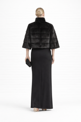 Black Dyed Horizontal Mink Bolero - 19"