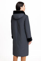 39" Dyed Sheared Mink Reversible Coat with Hood
