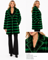 One-of-a-Kind  35" Emeral Green Dyed Horizontal Chinchilla Coat