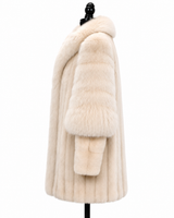 Archive & Vintage 31" Beige Mink Jacket with Beige Fox Tuxedo Collar