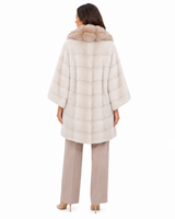 One-of-a-Kind 36" Natural Pearl Mink Cape Coat with Bleached Russian Sable Notch Collar