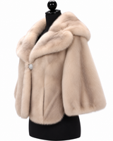 Archive & Vintage 20" Silver Pearl Mink Capelet with Notch Collar