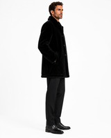 Men's 33" Reversible Black Leather Jacket with Sheared Rabbit & Mink Shirt collar