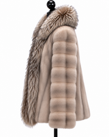 Archive & Vintage 24" Blue Iris Mink Jacket with Silver Fox Tuxedo