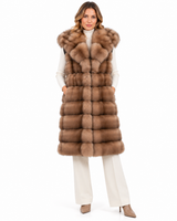 Maximilian One-of-a-Kind 43" Tortora Dyed Russian Sable Long Vest