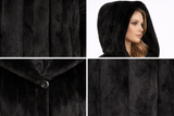 Black Dyed USA Mink Coat with Hood-51"