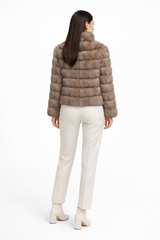 Tortora Dyed Russian Sable Zipper Jacket - 24"