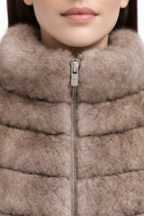 Tortora Dyed Russian Sable Zipper Jacket - 24"