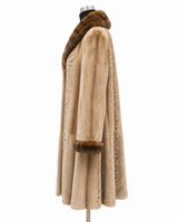 Archive & Vintage Beige Sheared Mink Coat with Sable Wing Collar