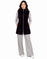32" Eggplant Dyed Shearling Lamb Vest- Maximilian