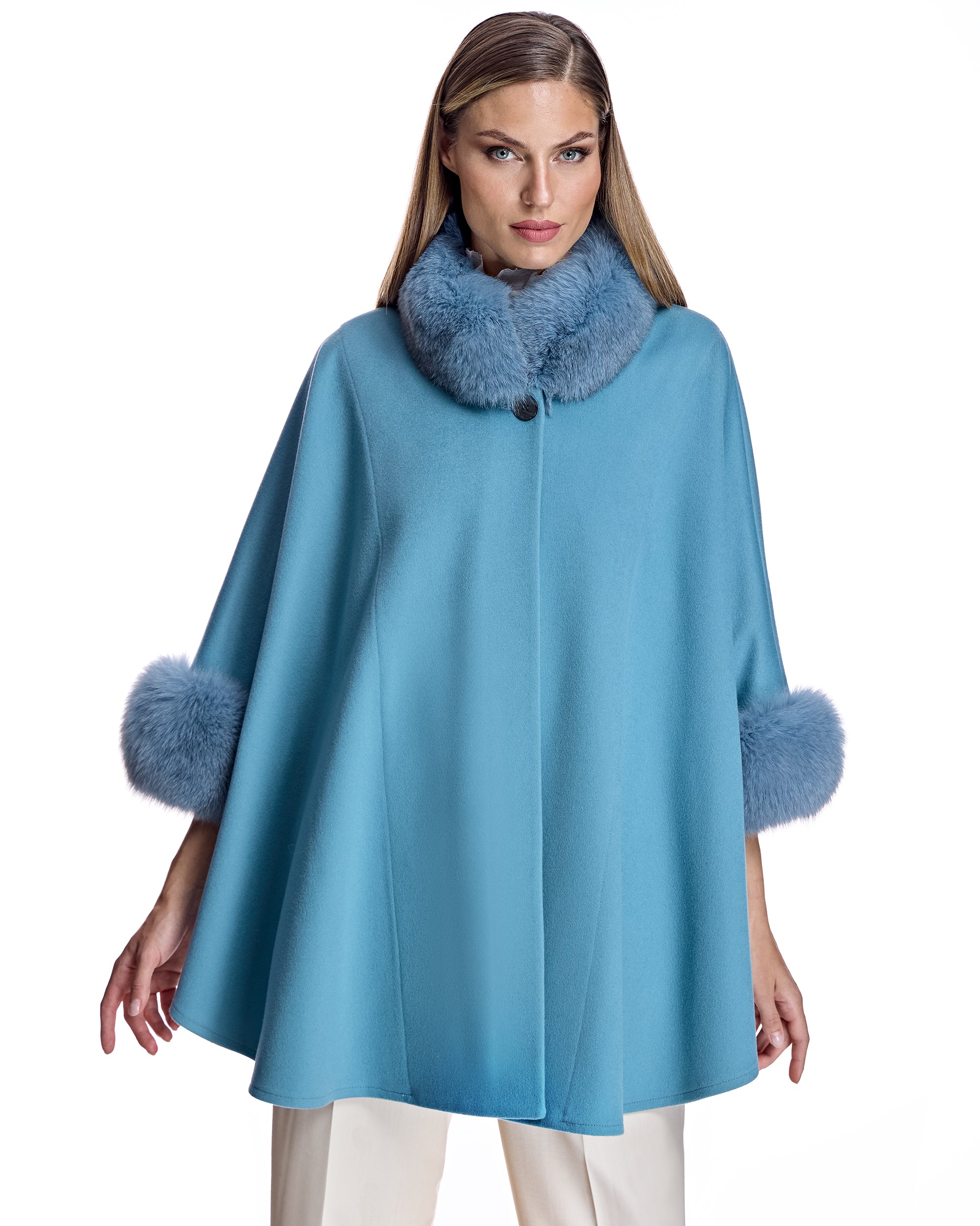 Loro Piana Wool Cape with Fox Trims – Maximilian