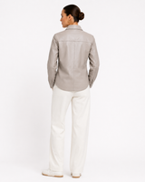 Maximilian Slim Fit Leather Snap Shirt in Lamb Leather
