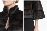 Black Dyed Horizontal Mink Bolero - 19"