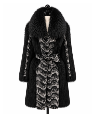 Archive & Vintage Finn Raccoon Coat with Patterned Front Panel-  Viktor & Rolf