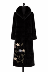 Archive & Vintage Blacked Sheared Mink Statement Coat with Flower Inserts