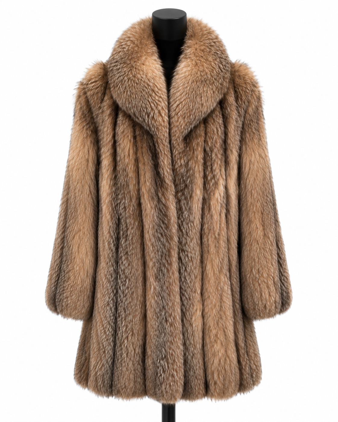 Archive & Vintage 37" Crystal Dyed Fox Coat with Shawl Collar