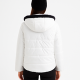 Dyed Mink Patchwork Jacket with Hood – Reversible to White Water Repellant Nylon