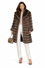 39” Notch Collar Coat in Tip-Dyed Barguzin Russian Sable