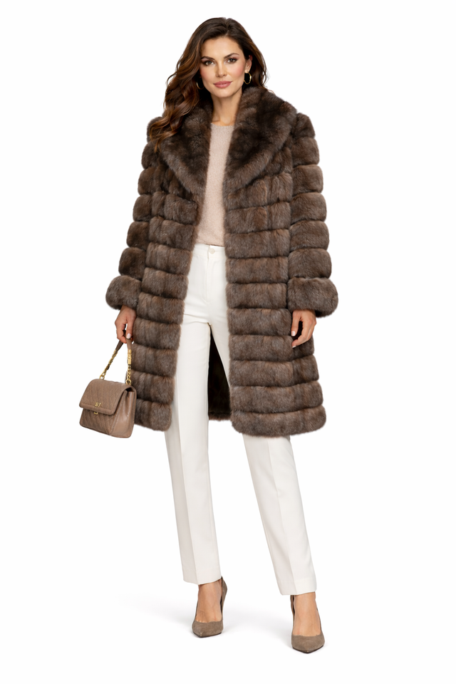 39” Notch Collar Coat in Tip-Dyed Barguzin Russian Sable