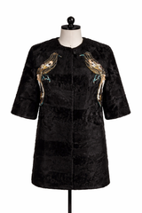 Archive & Vintage Black Broadtail Jacket with Jeweled Embroidery - Archive Designer