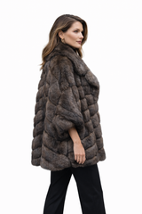 31" Tip-Dyed Barguzin Sable Cape Jacket with Chevron Body and Batwing Sleeves