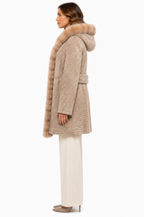 One-of-a-Kind 35" Natural Broadtail Lamb Coat with Golden Russian Sable