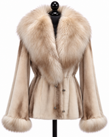 Archive & Vintage 24" Beige Dyed Sheared Mink Jacket with Fox Trim
